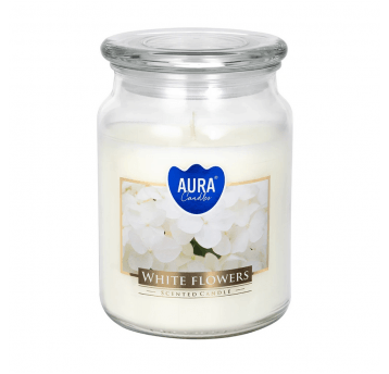 Świeca zapach SŁÓJ duża AURA Białe Kwiaty
