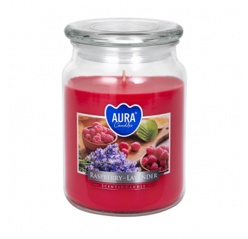 Świeca zapach SŁÓJ duża AURA Malina Lawenda