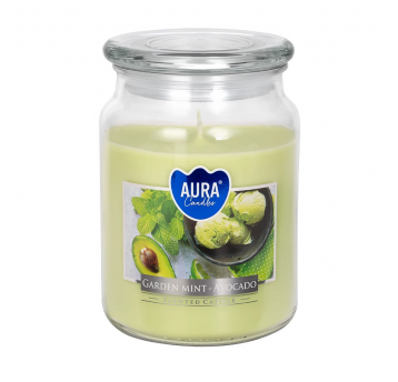 Świeca zapach SŁÓJ duża AURA Mięta Ogrodow Awokado