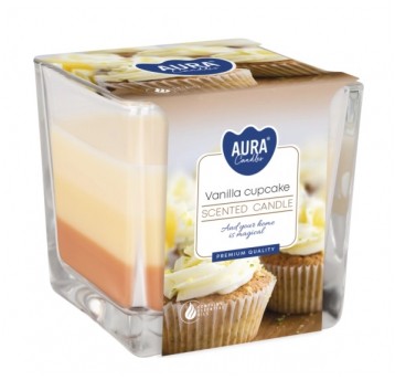 Świeca zapach szkło 3 kolory AURA Ciastko Wanili