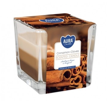 Świeca zapach szkło 3 kolory AURA Cynamon Goździk