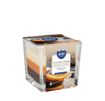 Świeca zapach szkło 3 kolory AURA Czekolad Pomarań