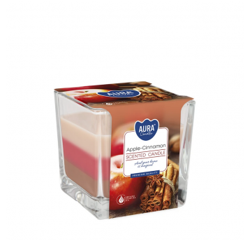 Świeca zapach szkło 3 kolory AURA Jabłko Cynamon