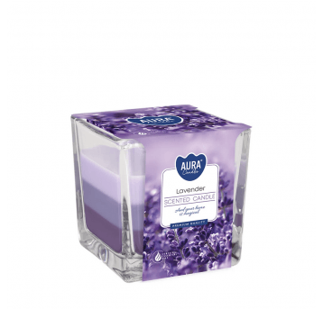 Świeca zapach szkło 3 kolory AURA Lawenda