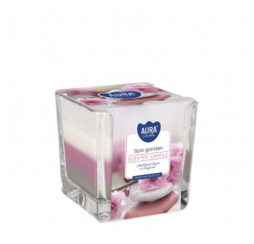 Świeca zapach szkło 3 kolory AURA Ogród SPA