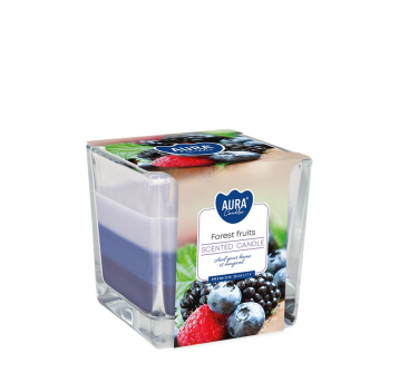 Świeca zapach szkło 3 kolory AURA Owoce Leśne