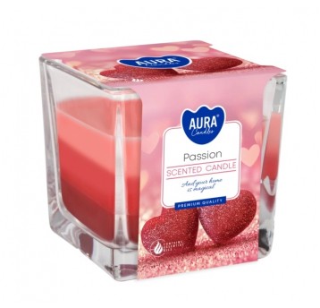 Świeca zapach szkło 3 kolory AURA Passion