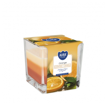 Świeca zapach szkło 3 kolory AURA Pomarańcza