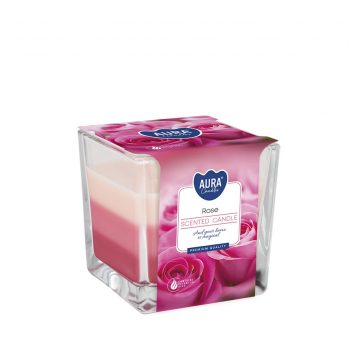 Świeca zapach szkło 3 kolory AURA Róża