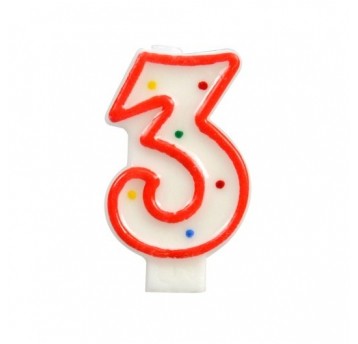 Świeczka cyferka 3 KROPKI 1szt