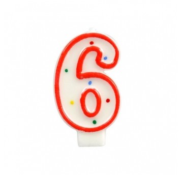 Świeczka cyferka 6 KROPKI 1szt