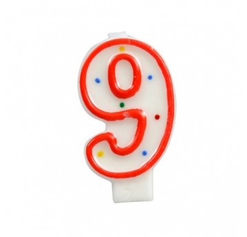 Świeczka cyferka 9 KROPKI 1szt