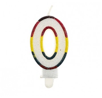 Świeczka cyferka z brokatem 0 GODAN PROMOCJA