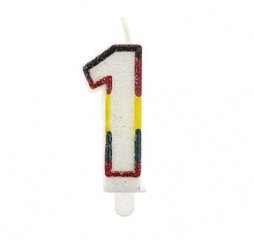 Świeczka cyferka z brokatem 1 GODAN PROMOCJA