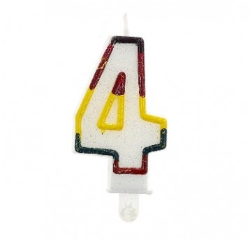 Świeczka cyferka z brokatem 4 GODAN PROMOCJA
