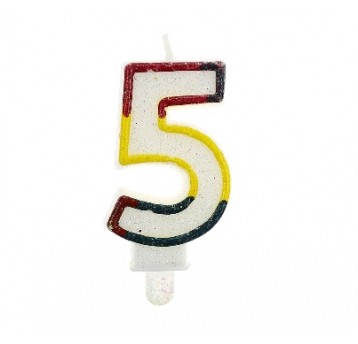Świeczka cyferka z brokatem 5 GODAN PROMOCJA