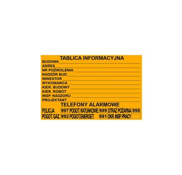 Tabliczka PCV budowlana 70x45 informacyjna