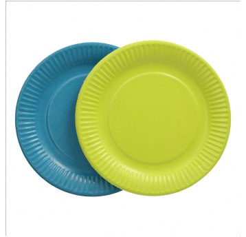 Talerz papierowy 18cm limonka + turkus 12szt