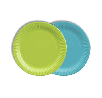 Talerz papierowy 18cm limonka + turkus 12szt