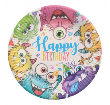Talerz papierowy 23cm Funny Monsters 10szt
