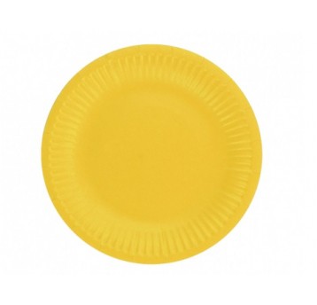 Talerz papierowy wzór 23cm białe obwód żółte