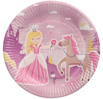 Talerz papierowy wzór 23cm Księżniczka 10szt