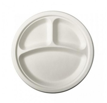 Talerz trzcina 26cm 3-DZielny CLARINA 50szt