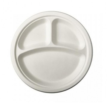 Talerz trzcina 26cm 3-DZielny ENJOY 125szt