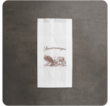 Torba fałdowa BIAŁA SMACZNEGO 35x18x6cm 1000szt