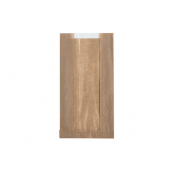 Torba fałdowa BRĄZ OKIENKO PERFOR 20x40cm 1000szt