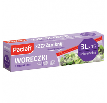 Woreczki uniwer mrożonki suwak PACLAN 3L 15szt /20