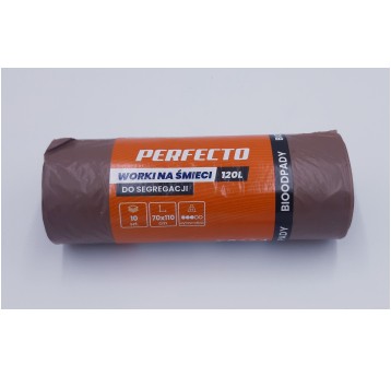 Worki na śmieci PERFECTO 120L BRĄZOWE LD 10szt /25