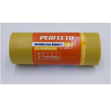 Worki na śmieci PERFECTO 120L ŻÓŁTE LDPE 10szt /25