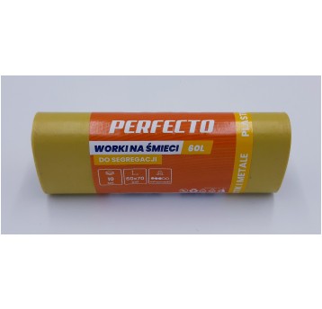 Worki na śmieci PERFECTO 60L ŻÓŁTE LD 10szt /50