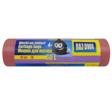 Worki na śmieci RAZDWA 60L CZERWONE LD '10' /50
