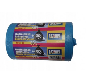 Worki na śmieci RAZDWA 60L NIEBIESKIE LD '50'