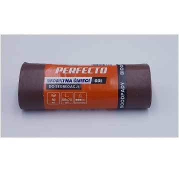 Worki śmieci PERFECTO LDPE brązowe 60L 10szt /50