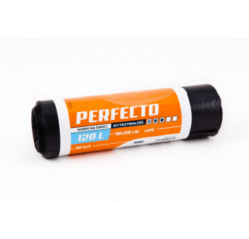 Worki śmieci PERFECTO LDPE czarne 120L 10szt /34