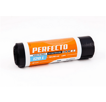 Worki śmieci PERFECTO LDPE czarne 120L 10szt /34