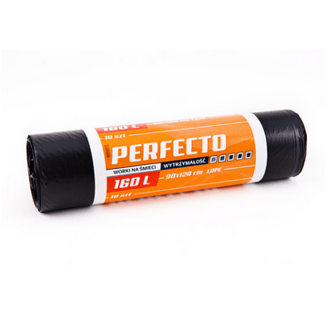Worki śmieci PERFECTO LDPE czarne 160L 10szt /18