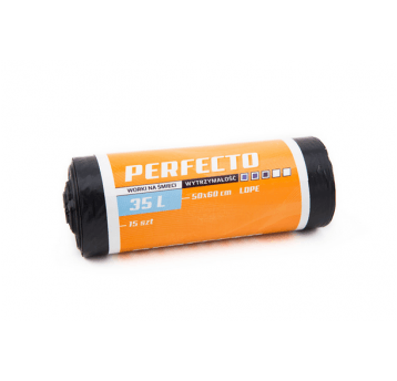 Worki śmieci PERFECTO LDPE czarne 35L 15szt /48