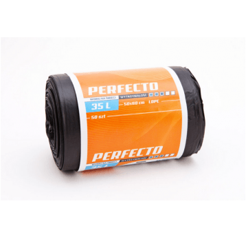 Worki śmieci PERFECTO LDPE czarne 35L 50szt /21