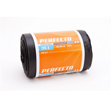 Worki śmieci PERFECTO LDPE czarne 35L 50szt /21