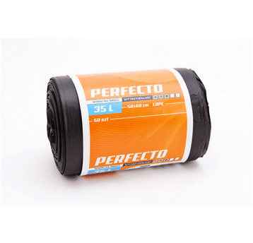 Worki śmieci PERFECTO LDPE czarne 35L 50szt /21