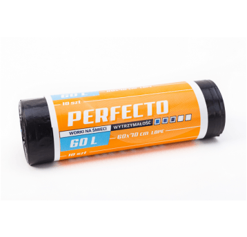 Worki śmieci PERFECTO LDPE czarne 60L 10szt /36