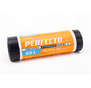 Worki śmieci PERFECTO LDPE czarne 60L 10szt /36