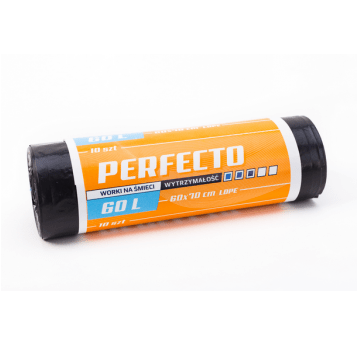 Worki śmieci PERFECTO LDPE czarne 60L 10szt /36