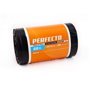 Worki śmieci PERFECTO LDPE czarne 60L 50szt /16
