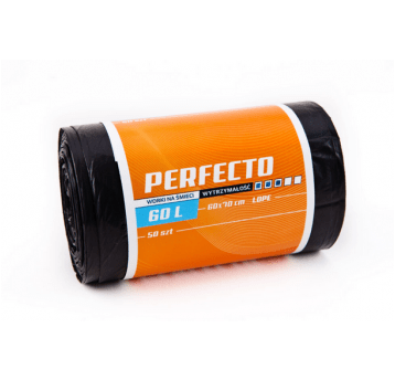 Worki śmieci PERFECTO LDPE czarne 60L 50szt /16