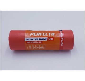 Worki śmieci PERFECTO LDPE czerwone 120L 10szt /25